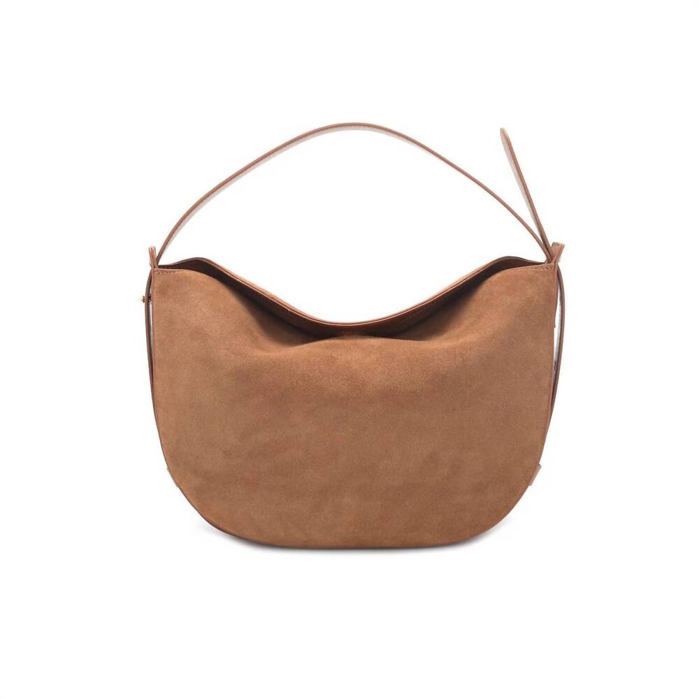NEW BC HANDBAGS genuine suede crossbody hobo bag in tan